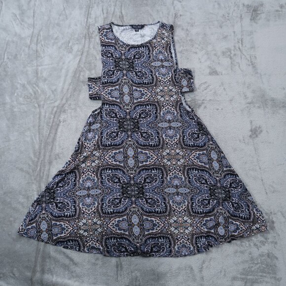 American Eagle Soft & Sexy Swing Dress Womens Midi Paisley Side Cut Outs Boho M - Picture 3 of 15